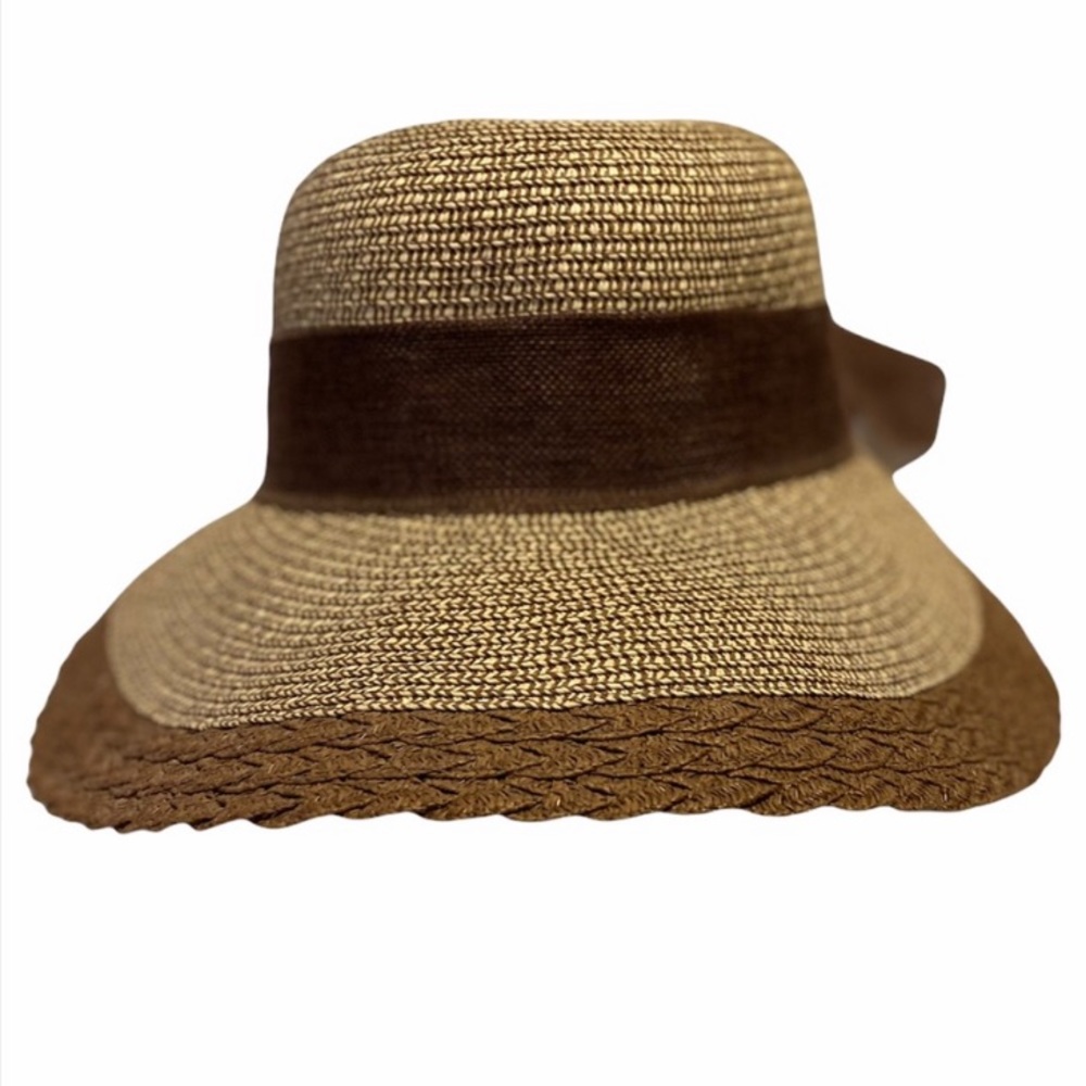 Women’s Straw Hat Accented With A Brown Bow - Picture 5 of 9